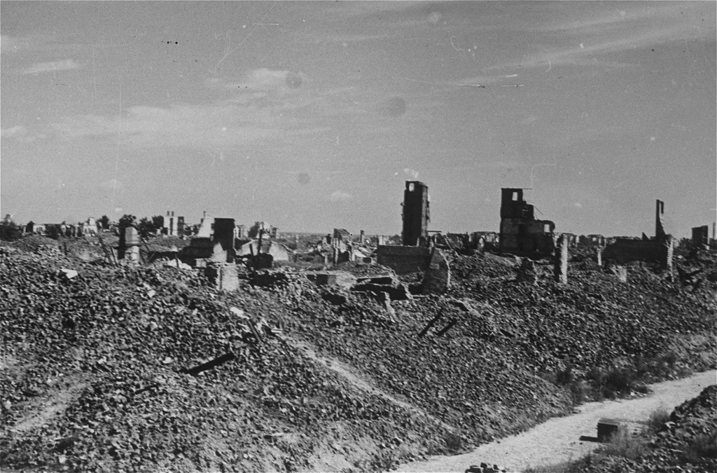 Ruins of the Warsaw Ghetto in July 1945.