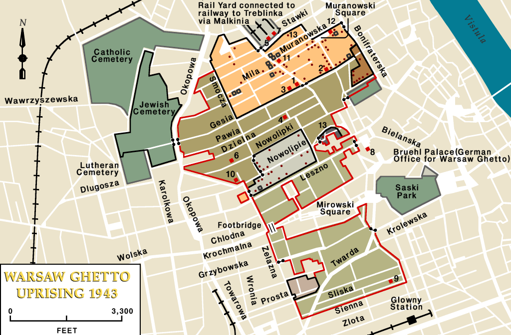 Map of the Warsaw Ghetto during the Uprising