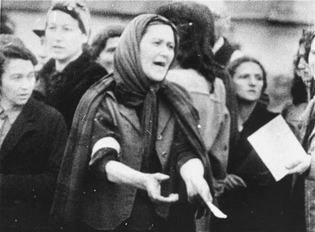 Jewish women during a deportation from the Warsaw Ghetto. 