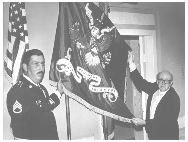158th Infantry colors on display, 1968. 
