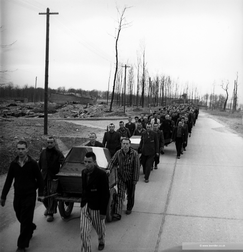 The first funeral procession leaving Buchenwald. 