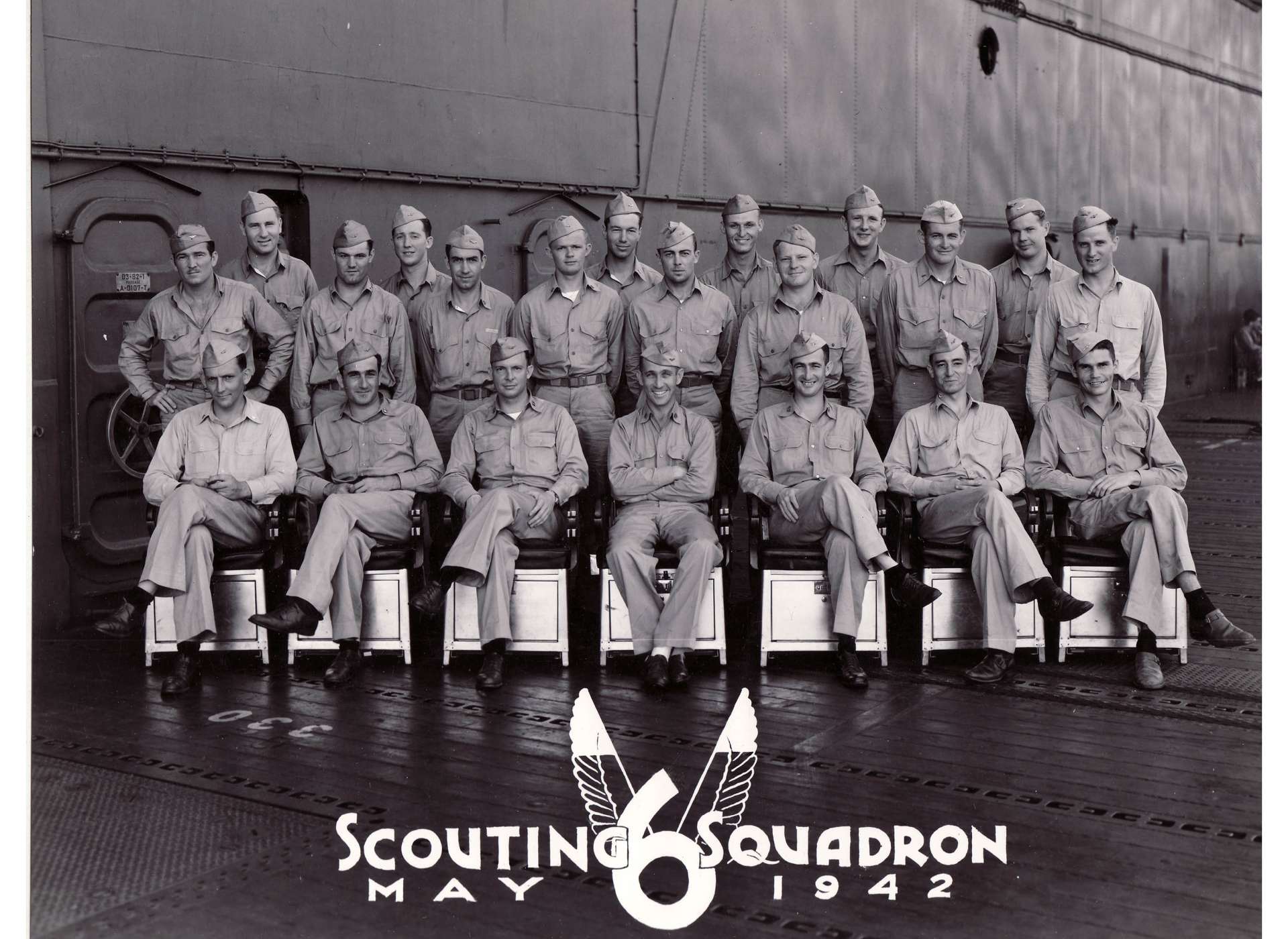 VS-6 pilots in 1942. Dusty Kleiss sitting second from right.