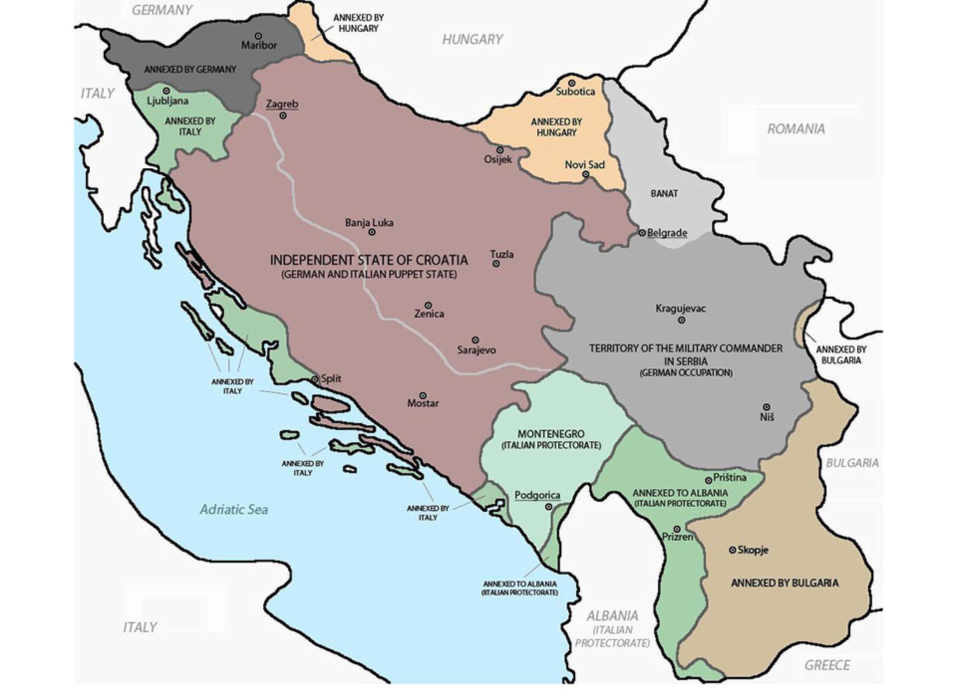 Political boundaries in Yugoslavia during World War II 