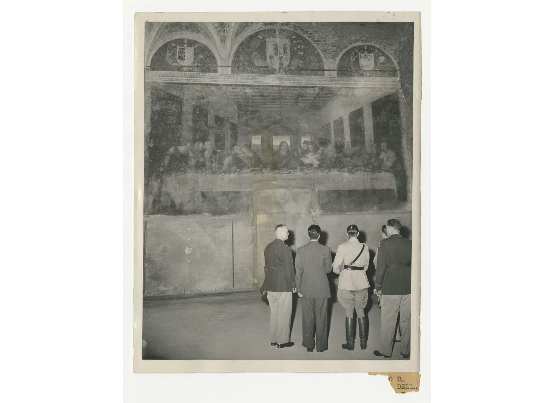 British Field Marshal Harold Wilson and US Major General Willis D. Crittenberger, viewing Leonardo da Vinci’s The Last Supper, Milan, June 25, 1945. Gift of Dylan Utley, from the Collection of The National WWII Museum, 2012.019.010.