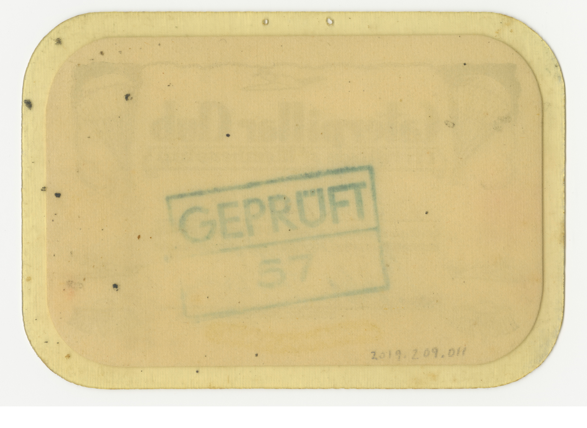 Bombardier Captain Harold Romm’s membership card with Stalag Luft III censor marks on the reverse