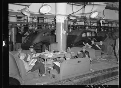 Sit-down strikers in the Fisher Body Plant Factory, No. 3, Flint, Michigan, January-February 1937.