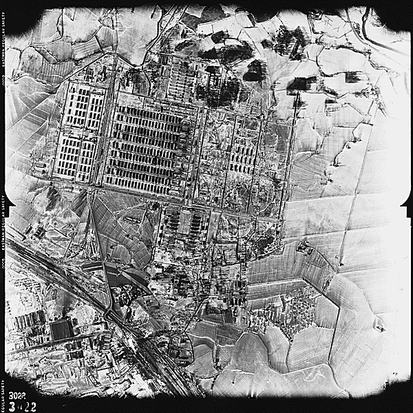 Aerial photograph of Auschwitz-Birkenau