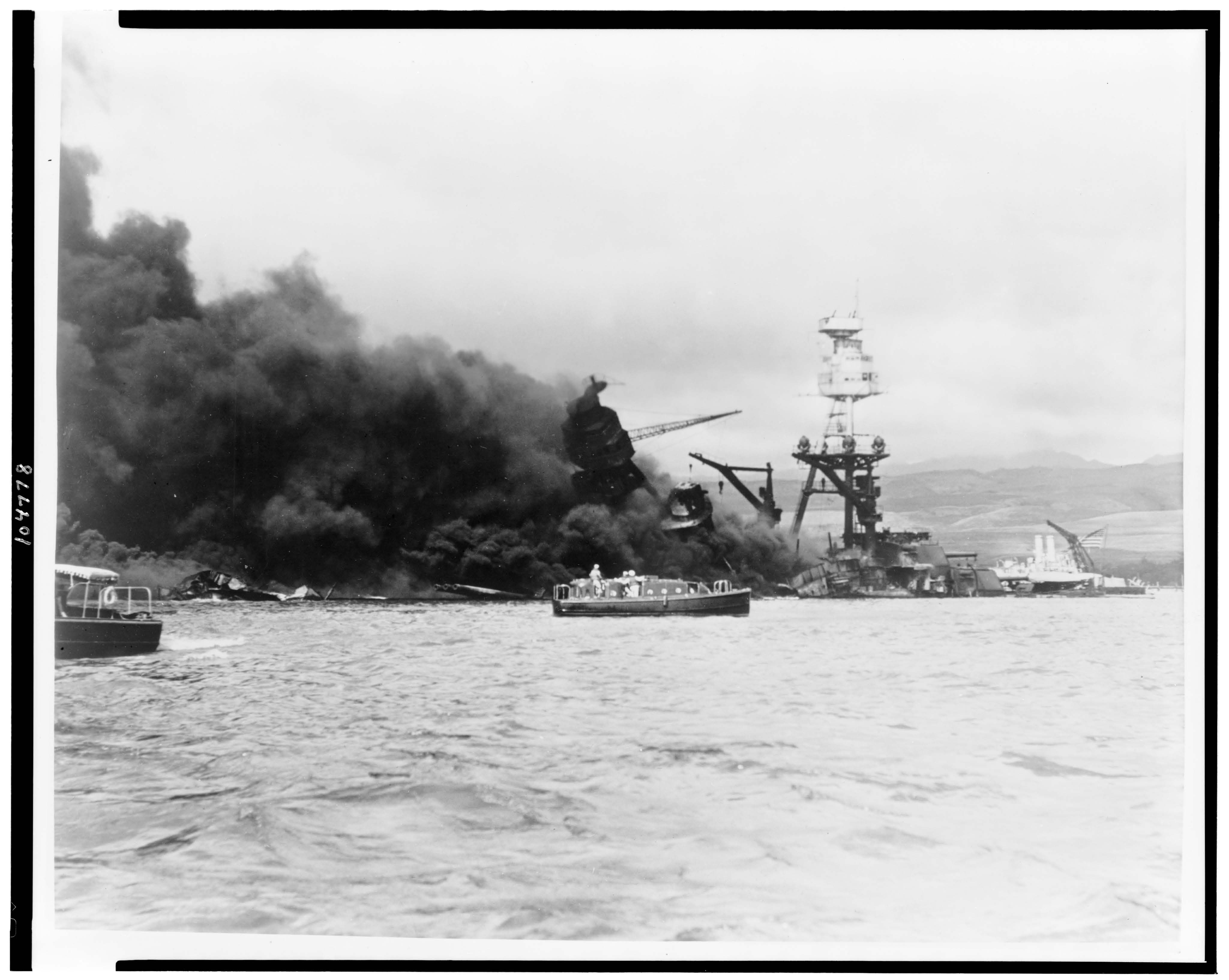 Ship attacked during Pearl Harbor, 1941