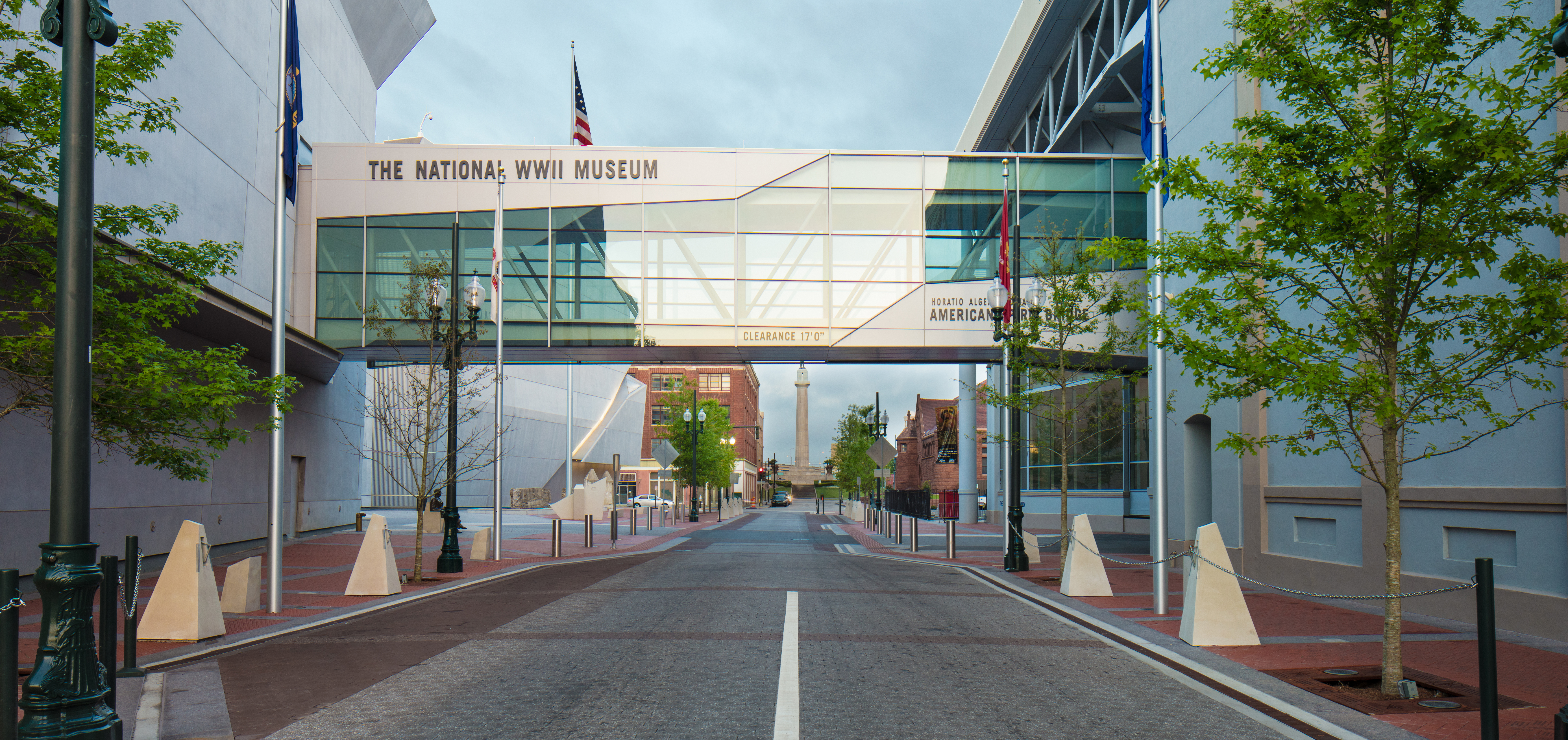 Exterior photo of Bridge of Democracy at the National WWII Museum