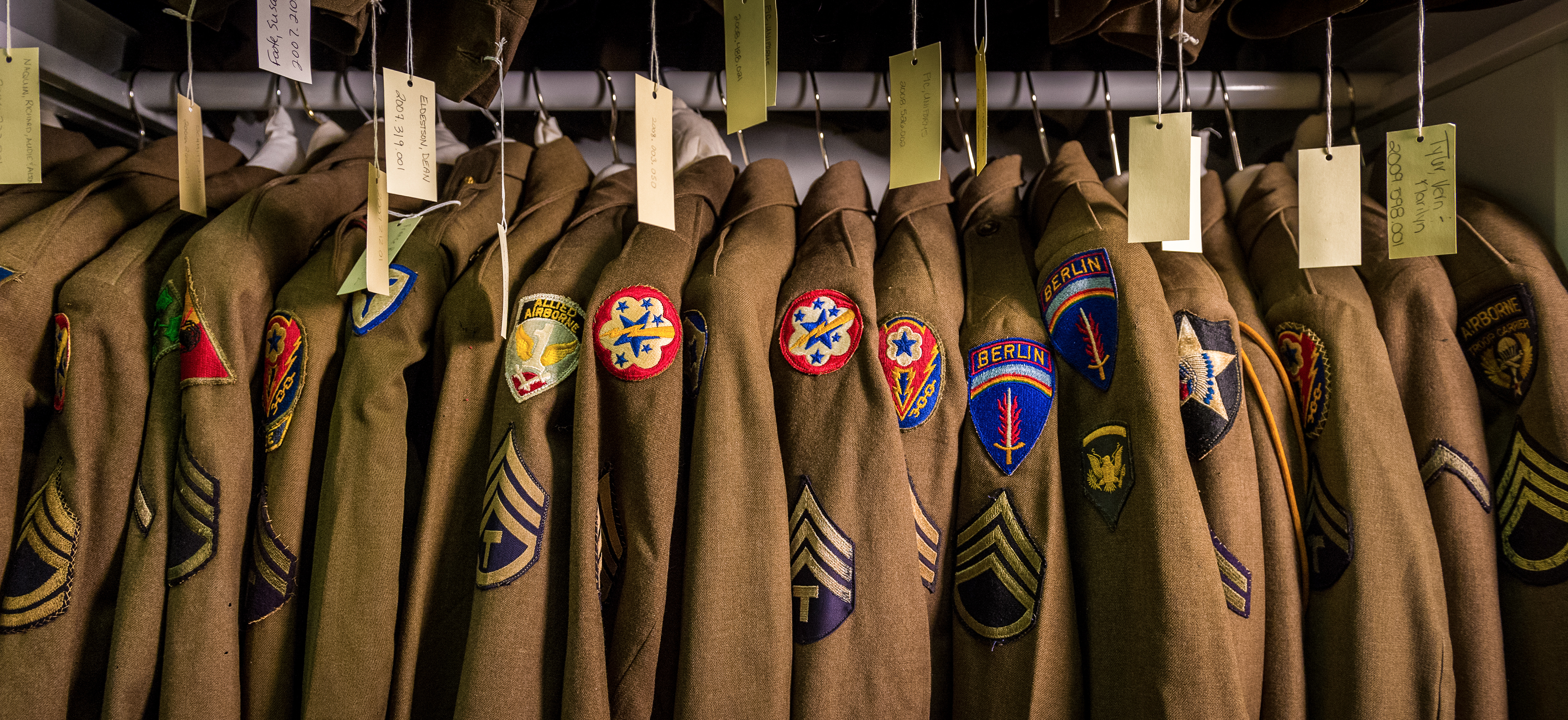 Historic military jackets from the Out of the Vault Tour at the National WWII Museum