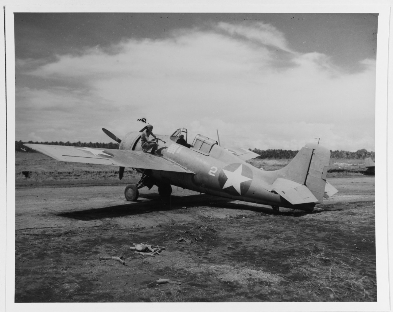 A Marine Corps F4F “Wildcat” at Henderson Field, Guadalcanal. 