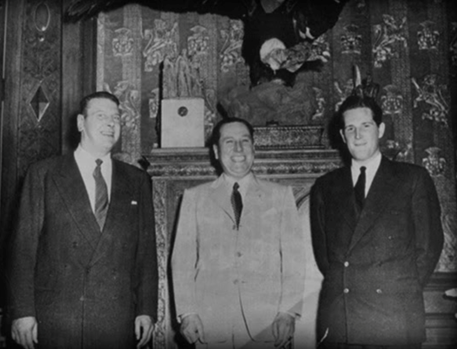 Skorzeny (left) with President of Argentina Juan Perón (center). 
