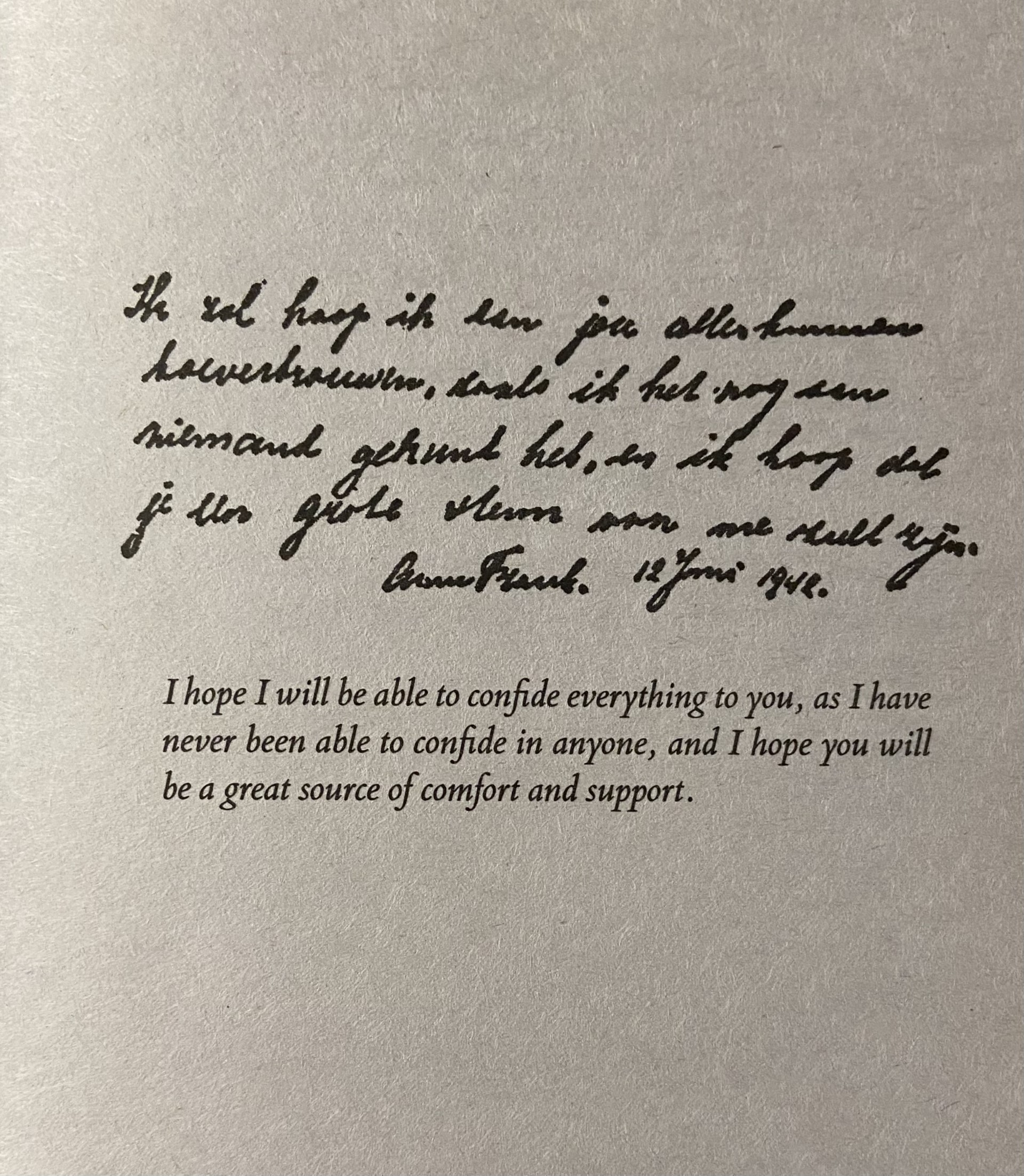 Excerpt from Anne Frank’s diary