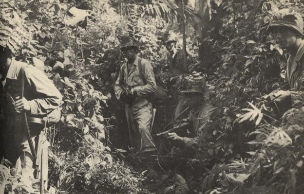 Members of the 158th Infantry Regiment (Separate) on jungle patrol in Panama