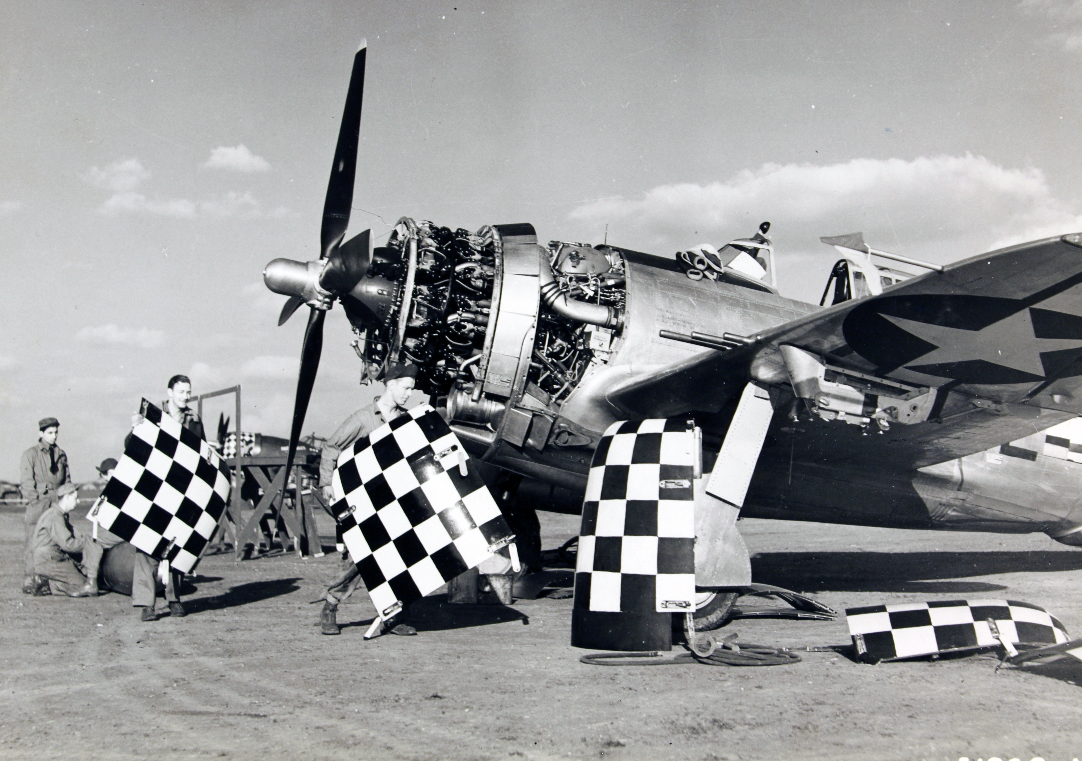 A P-47 is readied for a mission at Duxford
