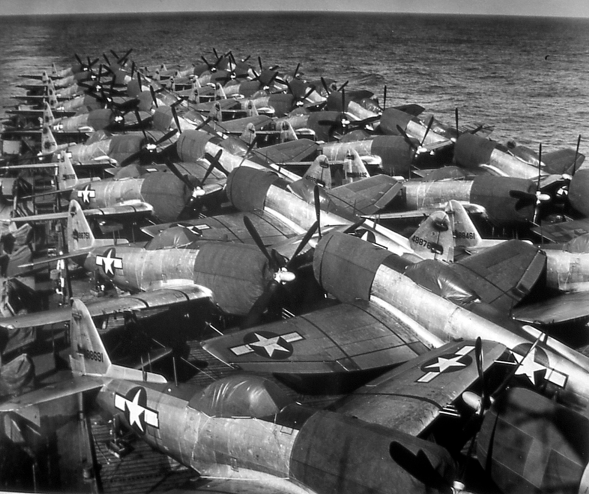 Long-range P-47N Thunderbolts heads for the Pacific in 1945