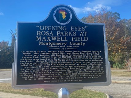 Historic marker honoring Rosa Parks’s legacy at Maxwell Field 