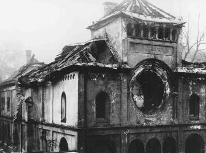Demolished Herzog Rudolfstrasse synagogue in Munich, November 1938.