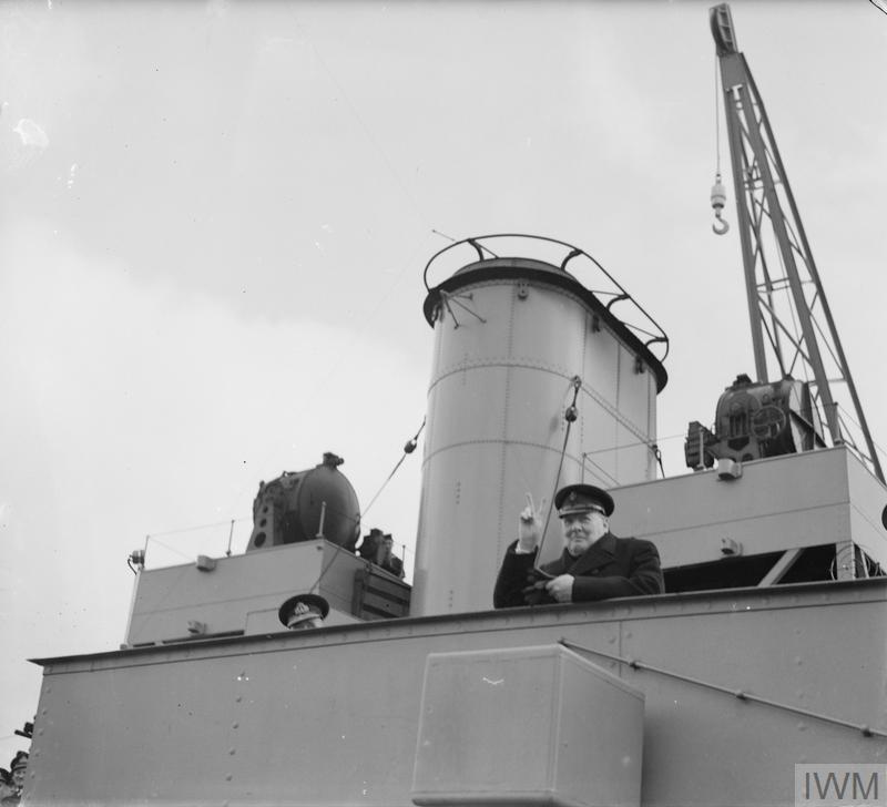 Winston Churchill giving the V sign