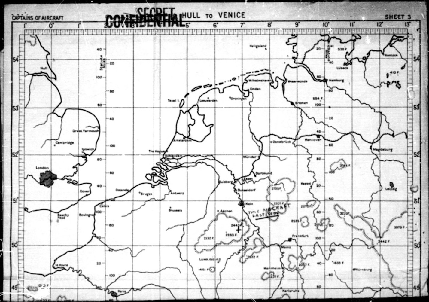 Map marking where Biddick’s aircraft was last seen. 