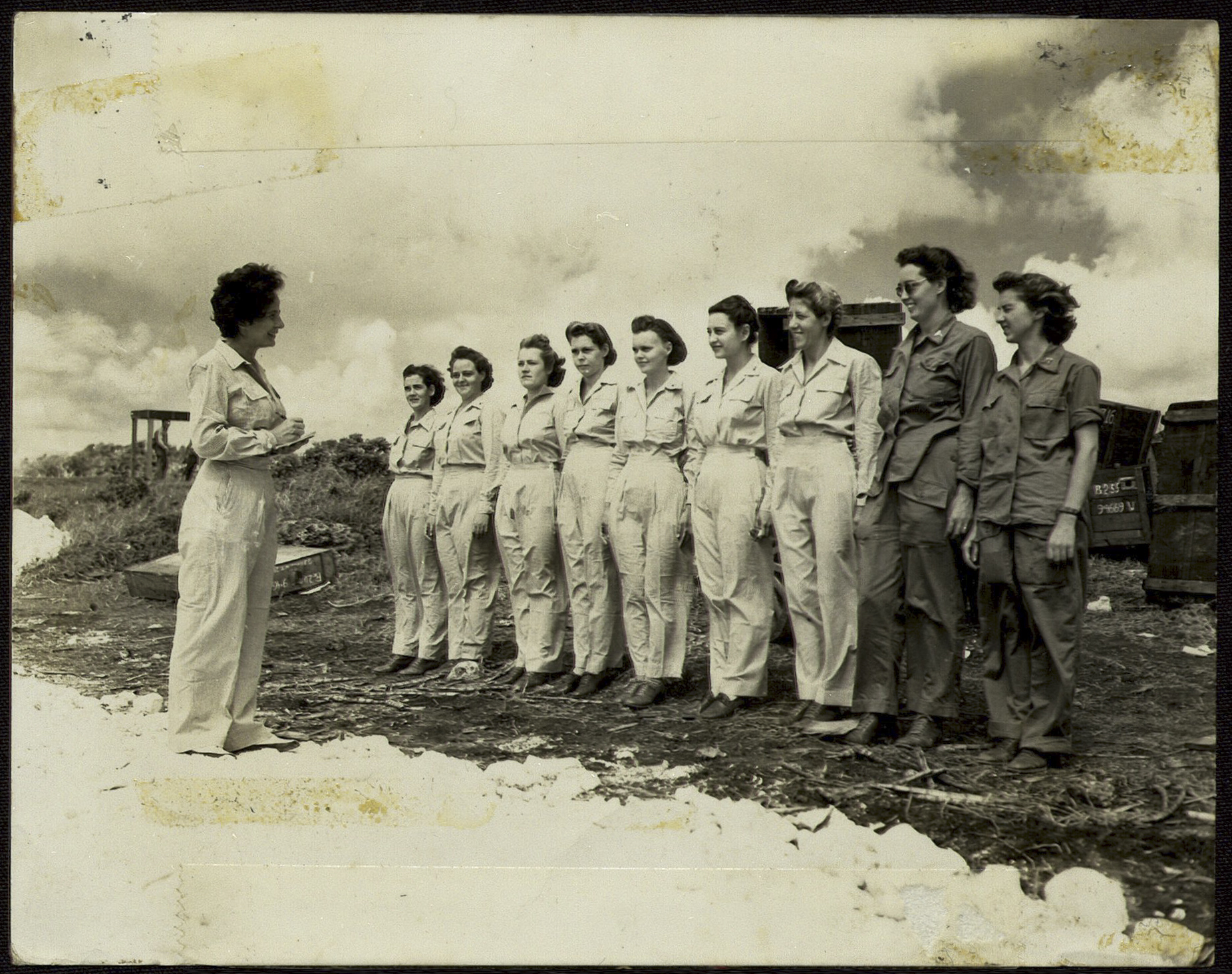 Major Birdie Daigle and her group of nurses on Saipan, Gift of the Aline Daigle David Family, 2001.162.006