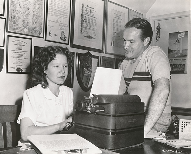 Bob Hope with assistant Marjorie Hughes. Courtesy Bob &amp; Dolores Hope Foundation.
