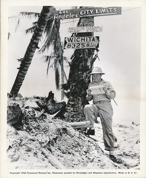 Bob Hope in the Pacific 1944. Courtesy of the Bob &amp; Dolores Hope Foundation.