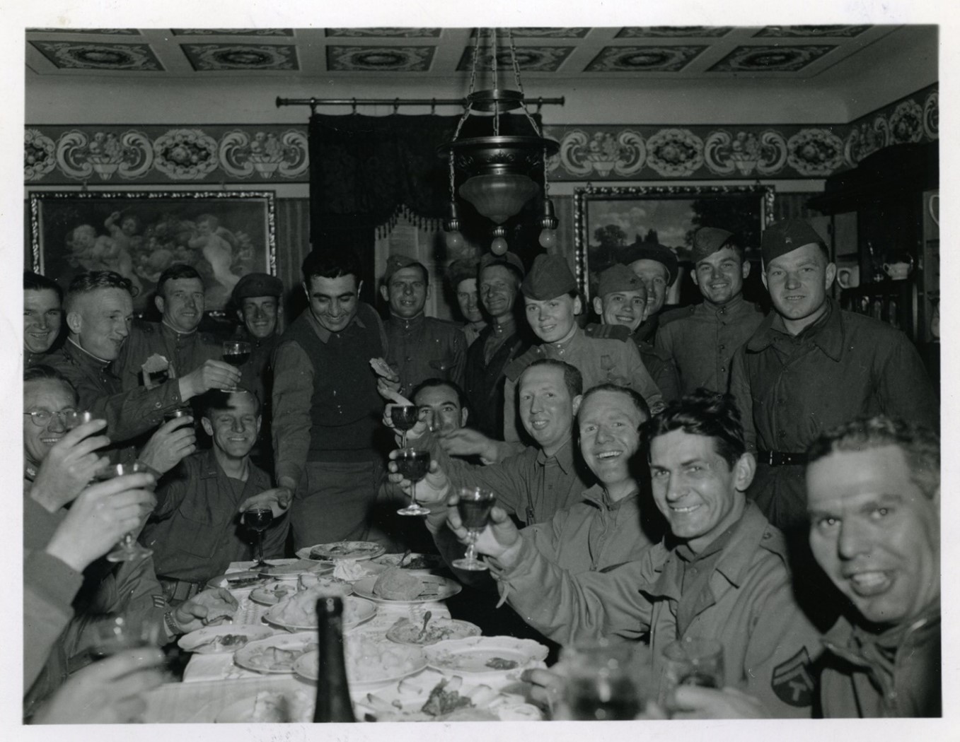American and Soviet soldiers toast to victory in Europe, Torgau