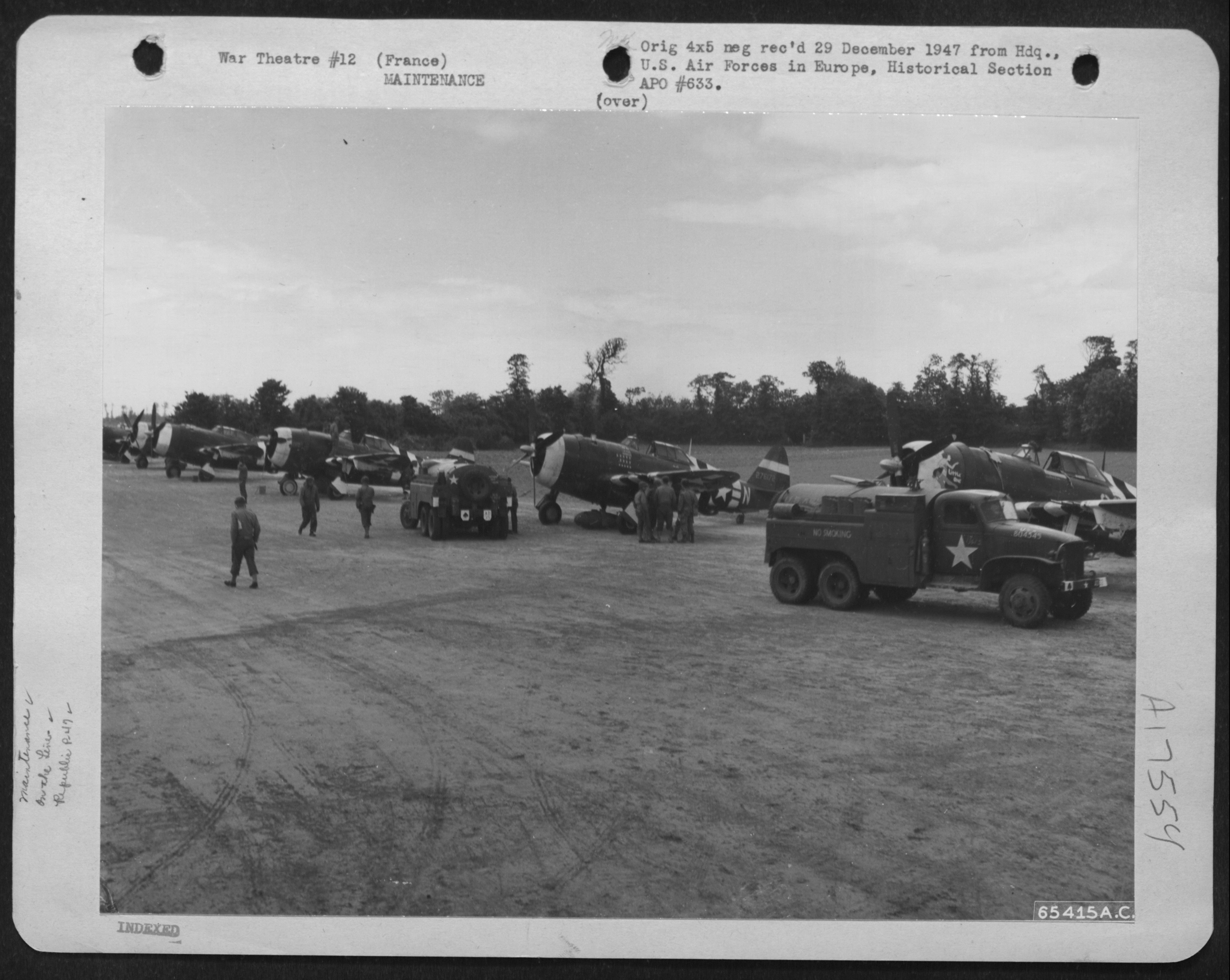 A Line Of Republic P-47S Is Refueled On An Emergency Landing Strip