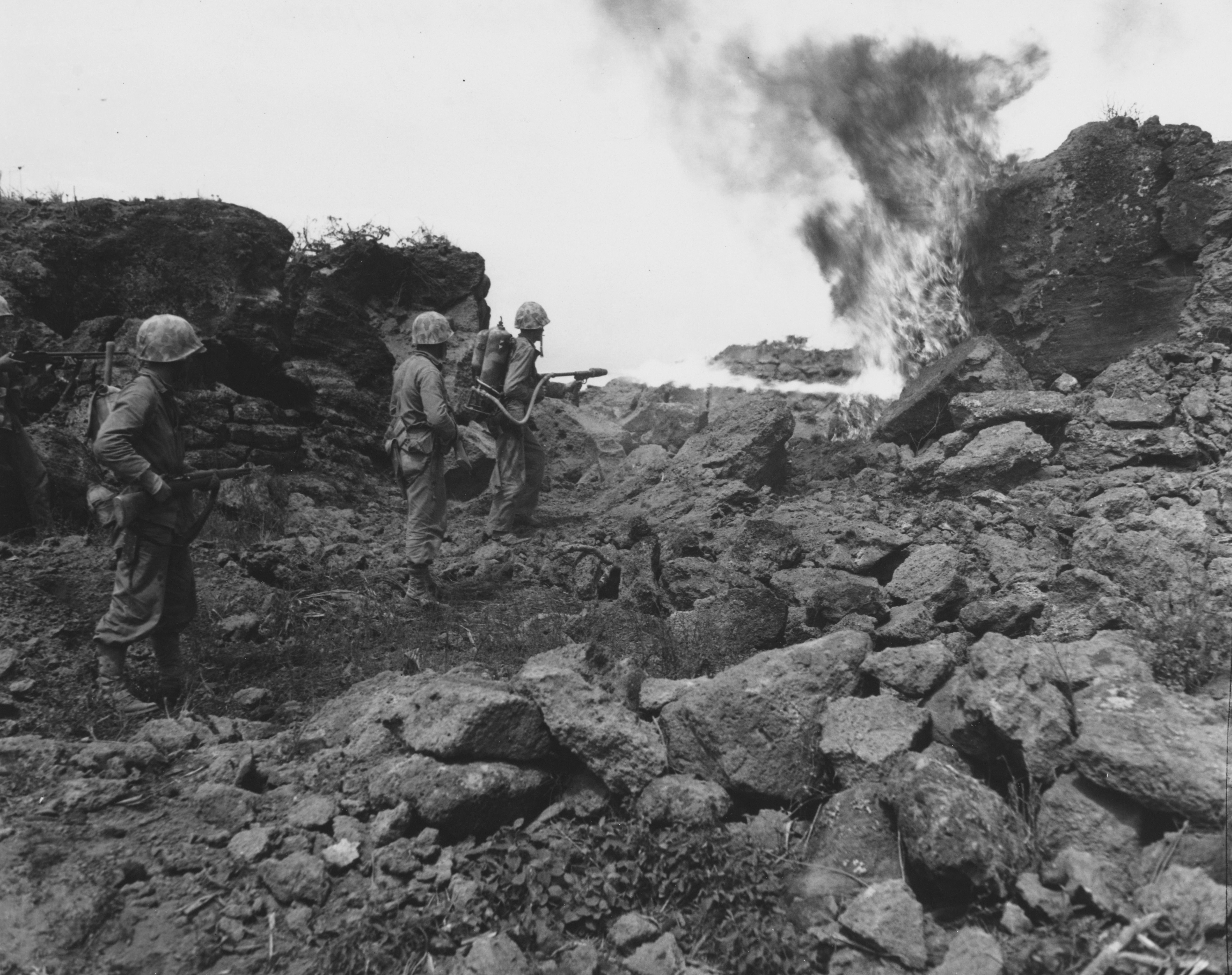 Flamethrowers on Iwo Jima