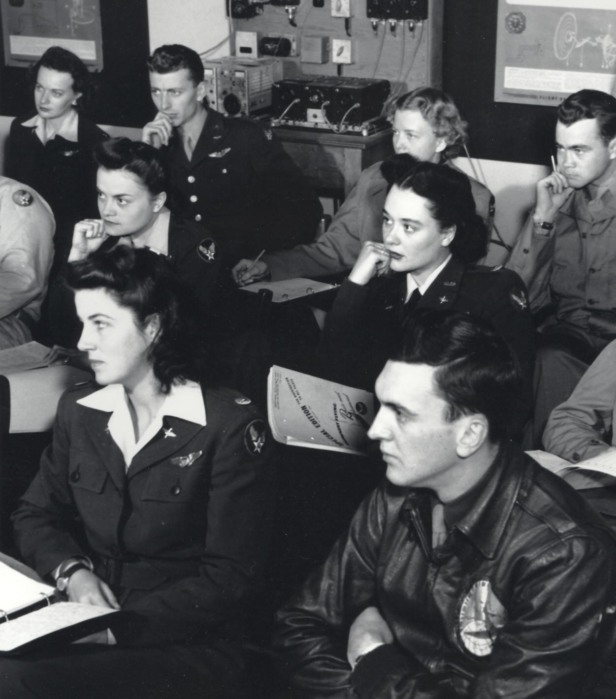 WASPs in a classroom at Romulus Army Airfield