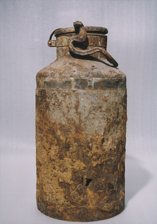 One of the two milk cans in which portions of the Ringelblum Oneg Shabbat archives
