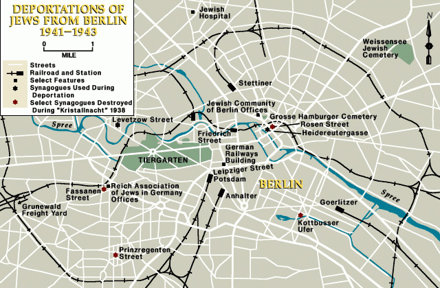 Map depicting the deportation of Jews from Berlin.