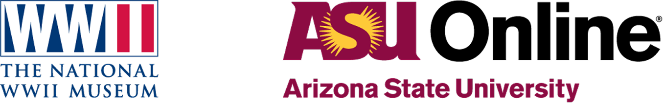 Logos for the National World War 2 Museum and Arizona State University Online