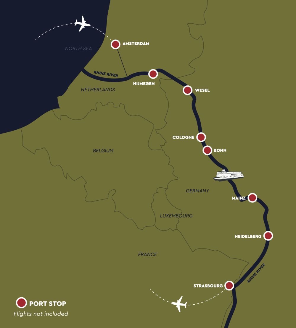 Rhine River Christmas Cruise Map