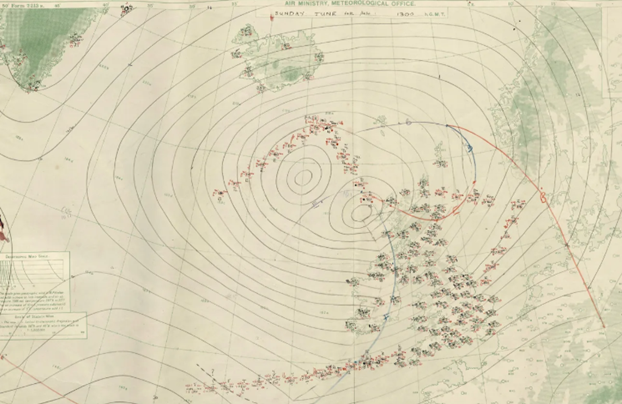 The Met’s forecasting map for June 4, 1944