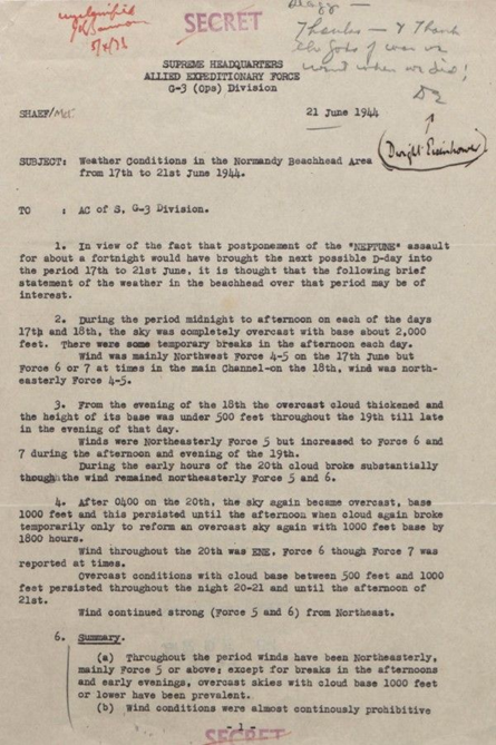 Stagg’s weather report of June, 21, 1944