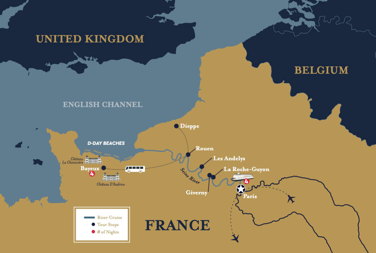 Normandy and the Seine River Tours Map