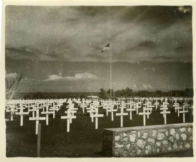 American cemetery on Tinian in late 1945. Courtesy of The National WWII Museum.