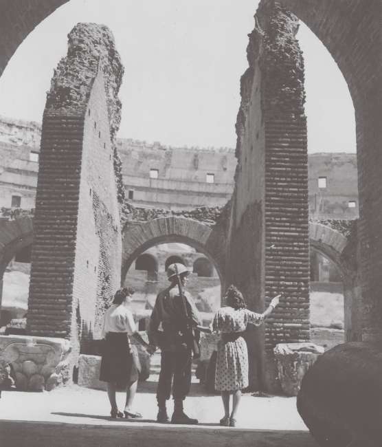 Soldier with people in Coliseum