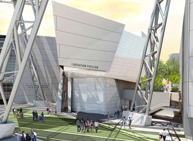 Artists rendering of the Liberation Pavilion at the National WWII Museum