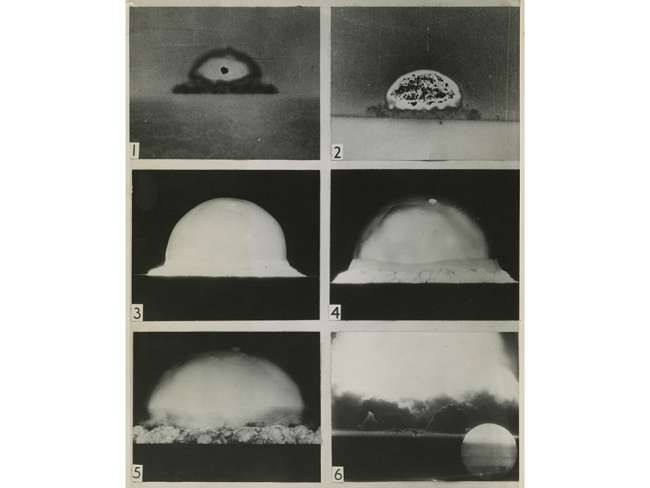 Expanding explosion from an atomic bomb test, New Mexico