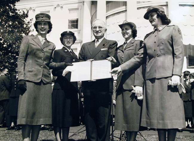 President Harry S. Truman Gets First Stamp Honoring Women in the Services