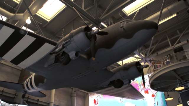 C-47 plane hanging in The National WWII Museum 