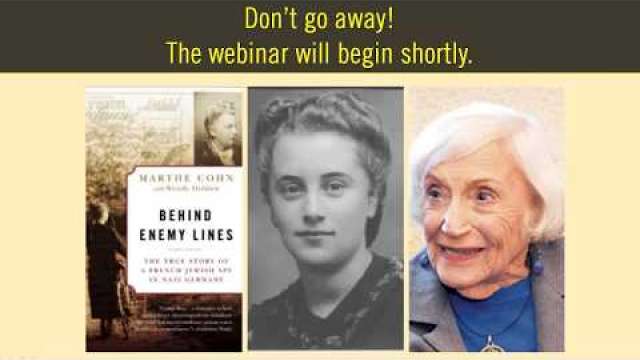 2018 International Holocaust Remembrance Day Webinar: Marthe Cohn