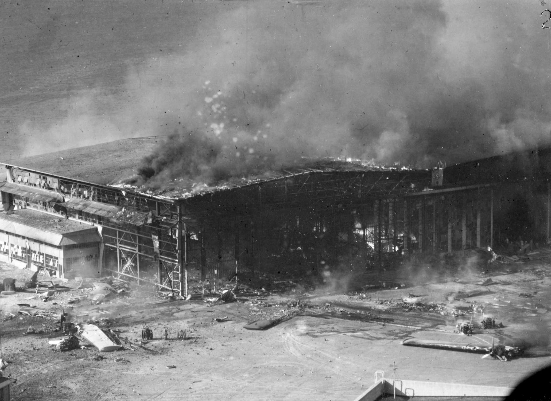 Infamy: December 7, 1941 traveling exhibit, photo of Pearl Harbor destruction
