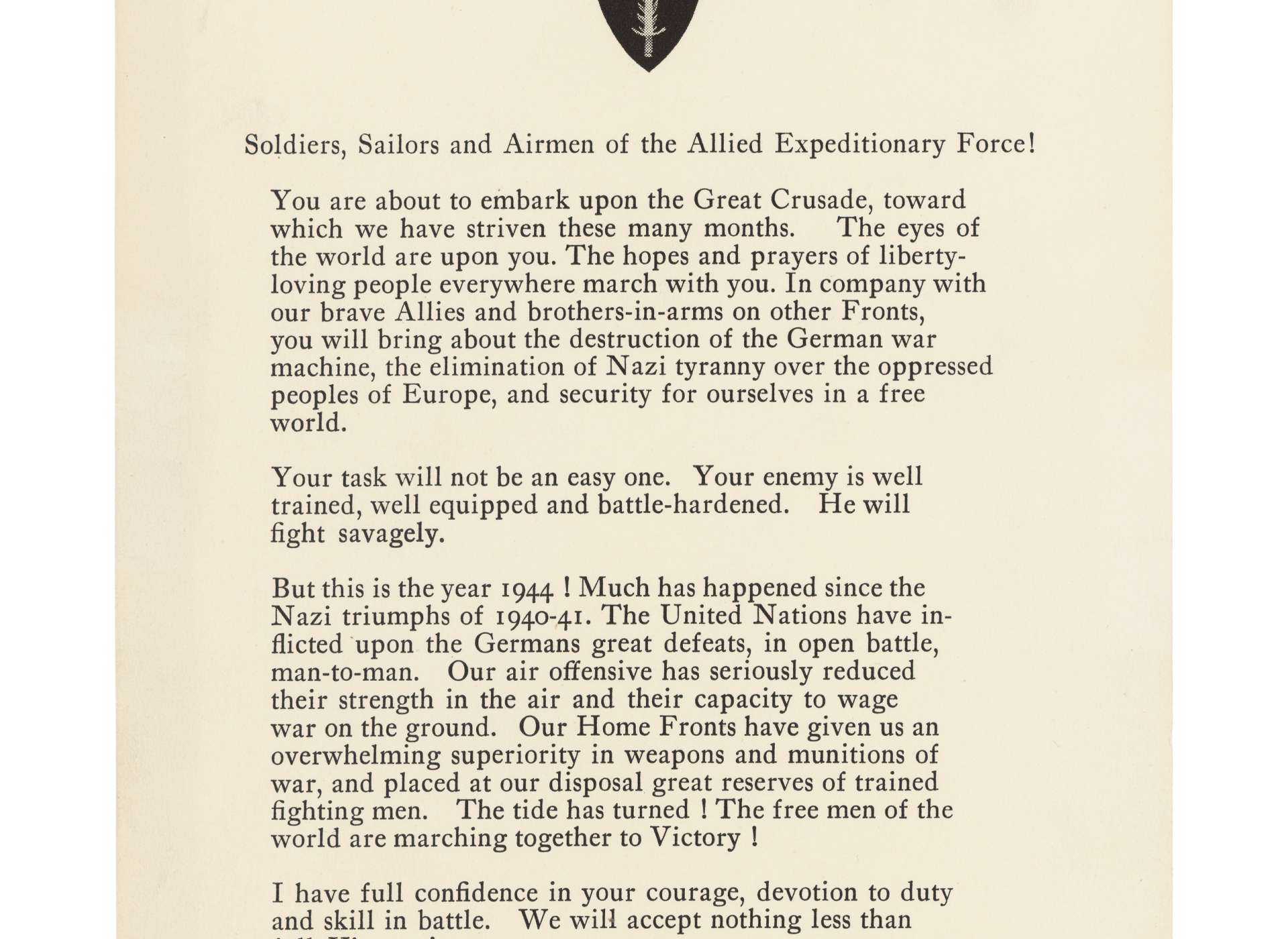 General Dwight Eisenhower’s Order of the Day