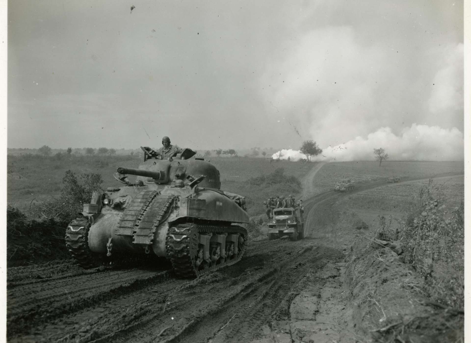 WW2 Normandy Invasion US Sherman Tank Picture
