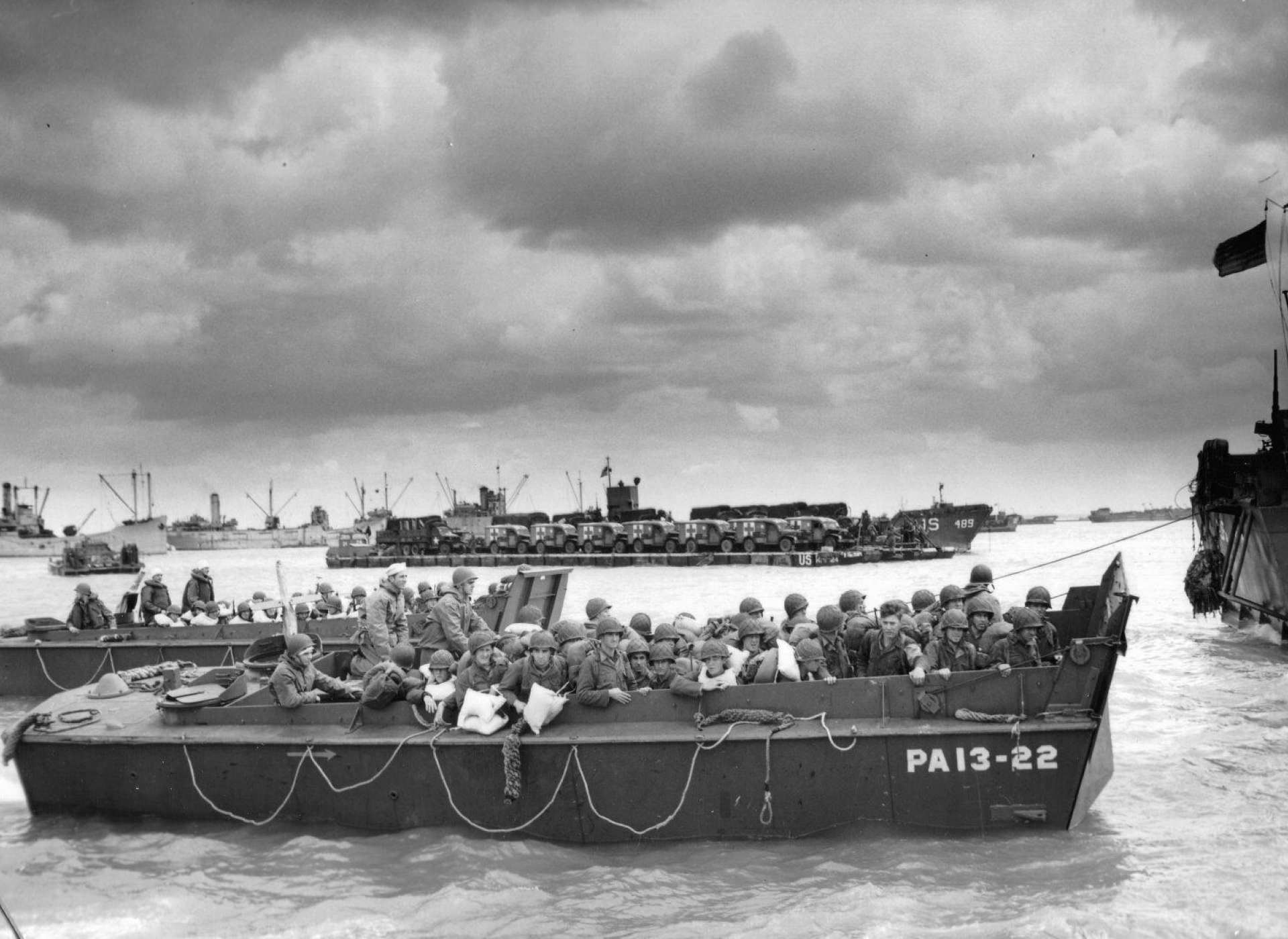 Higgins Boat LCVP at Normandy, photo courtesy of National Archives