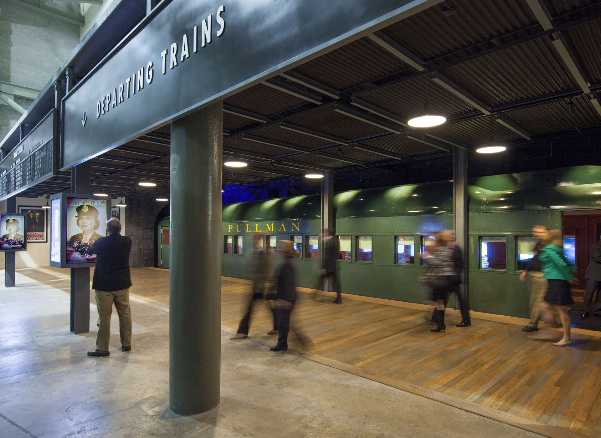 Train car platform with people at the National WWII Museum